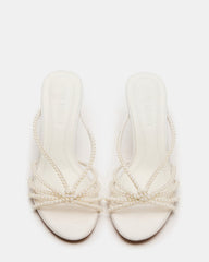 EDNA Pearl White Strappy Mule Women's Heel