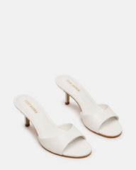 KENDRIX White Leather Mule Stiletto Women's Heel