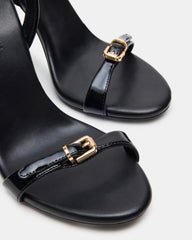FOXX Black Patent Strappy Stiletto Open-Toe Women's Heel