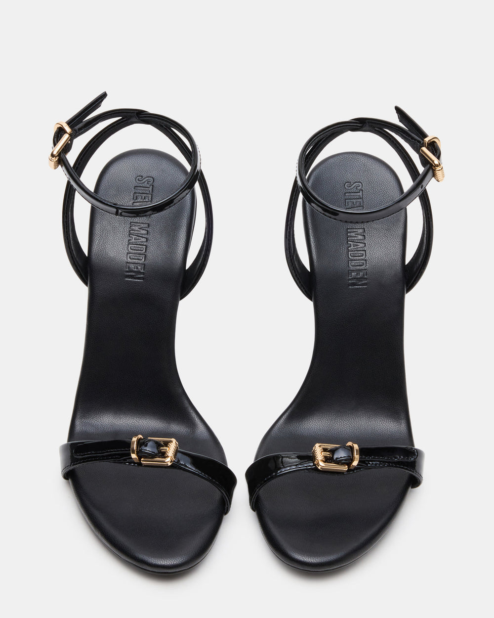 FOXX Black Patent Strappy Stiletto Open-Toe Women's Heel