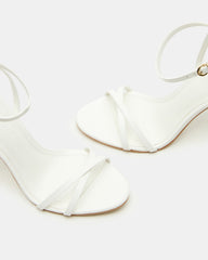 JYPSEY White Leather Strappy Stiletto Women's Heel