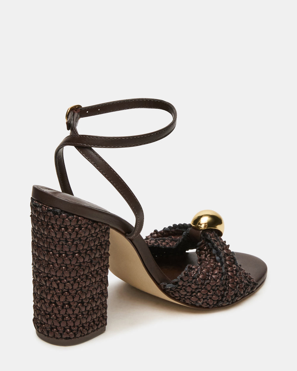 CHEYLA Brown Multi Raffia Women's Block Heels