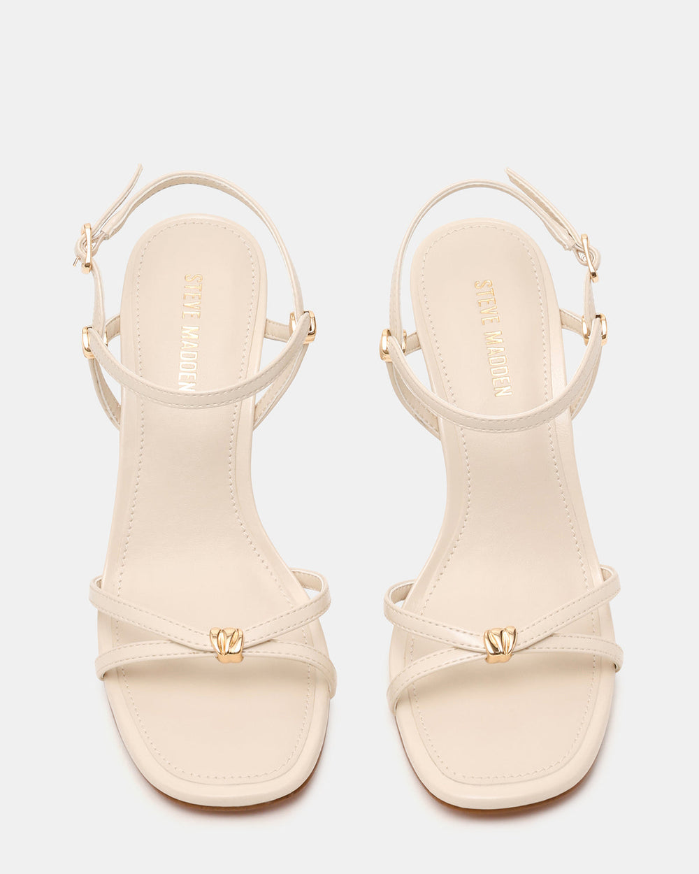 POSY Bone Gold-Detail Strappy Square-Toe Women's Heel