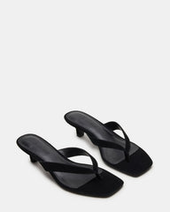 TRACIE Black Suede Thong Strap Women's Kitten Heel