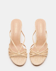 EDNA Natural Raffia Strappy Mule Women's Heel