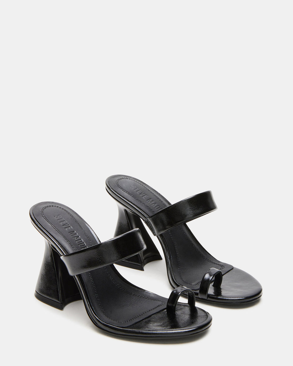 RENIE Black Women's Open Toe Mule Heel