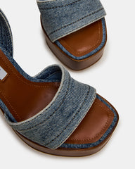 FLORIA Denim Square-Toe Block Heel Platform Women's Heel