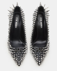 NOIR Black Stud Pointed-Toe Stiletto Pump Women's Heels