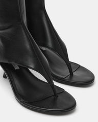 RELENTLESS Black Thong Open-Toe Boot Shaft Women's Heel
