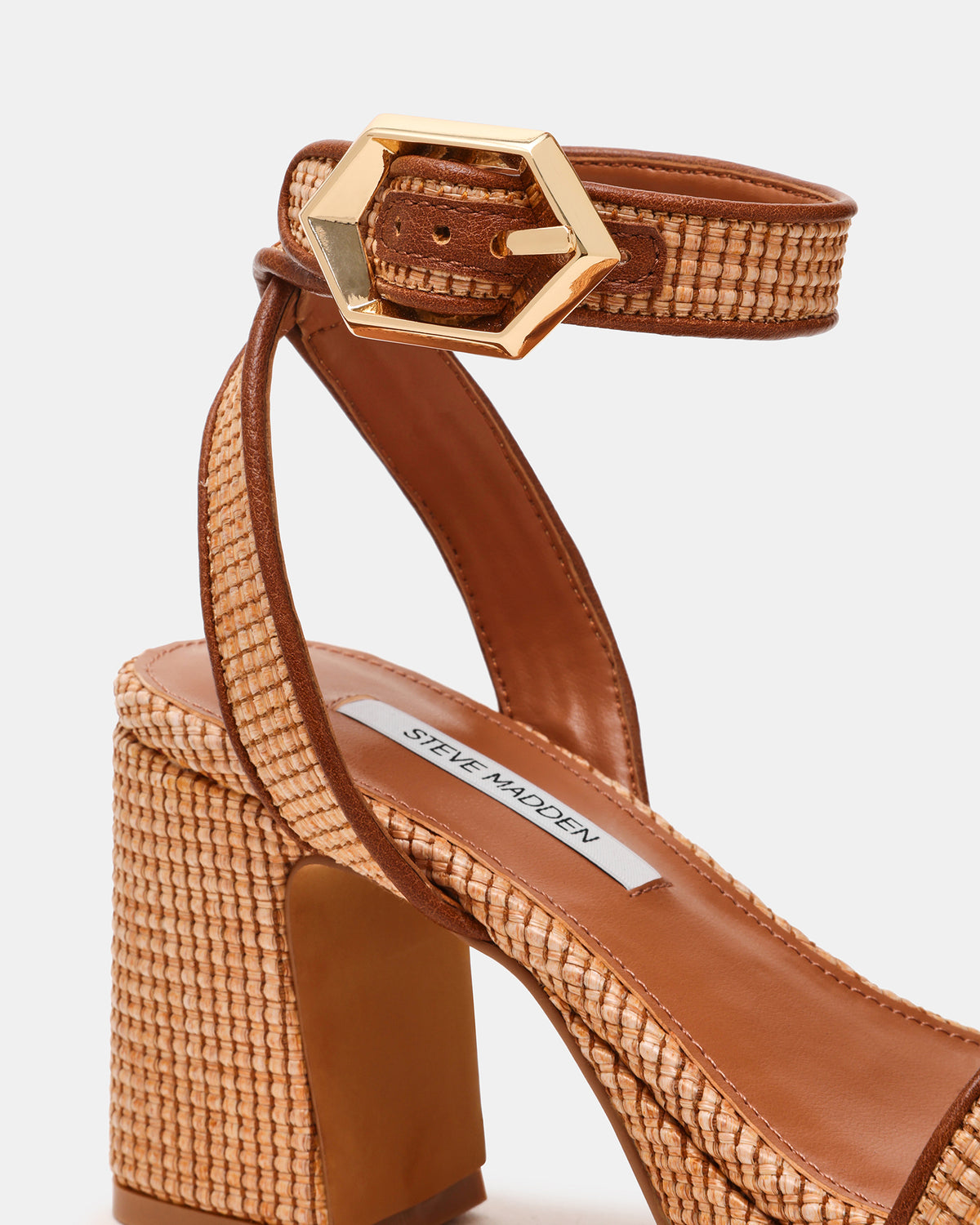 ELIDA Raffia Ankle Strap Platform Women's Block Heel