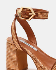 ELIDA Raffia Ankle Strap Platform Women's Block Heel