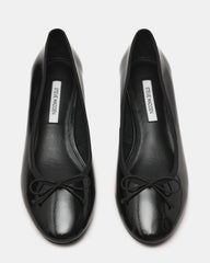 KLUTZY Black Patent Ballet Wedge Bow Round-Toe Women's Heel