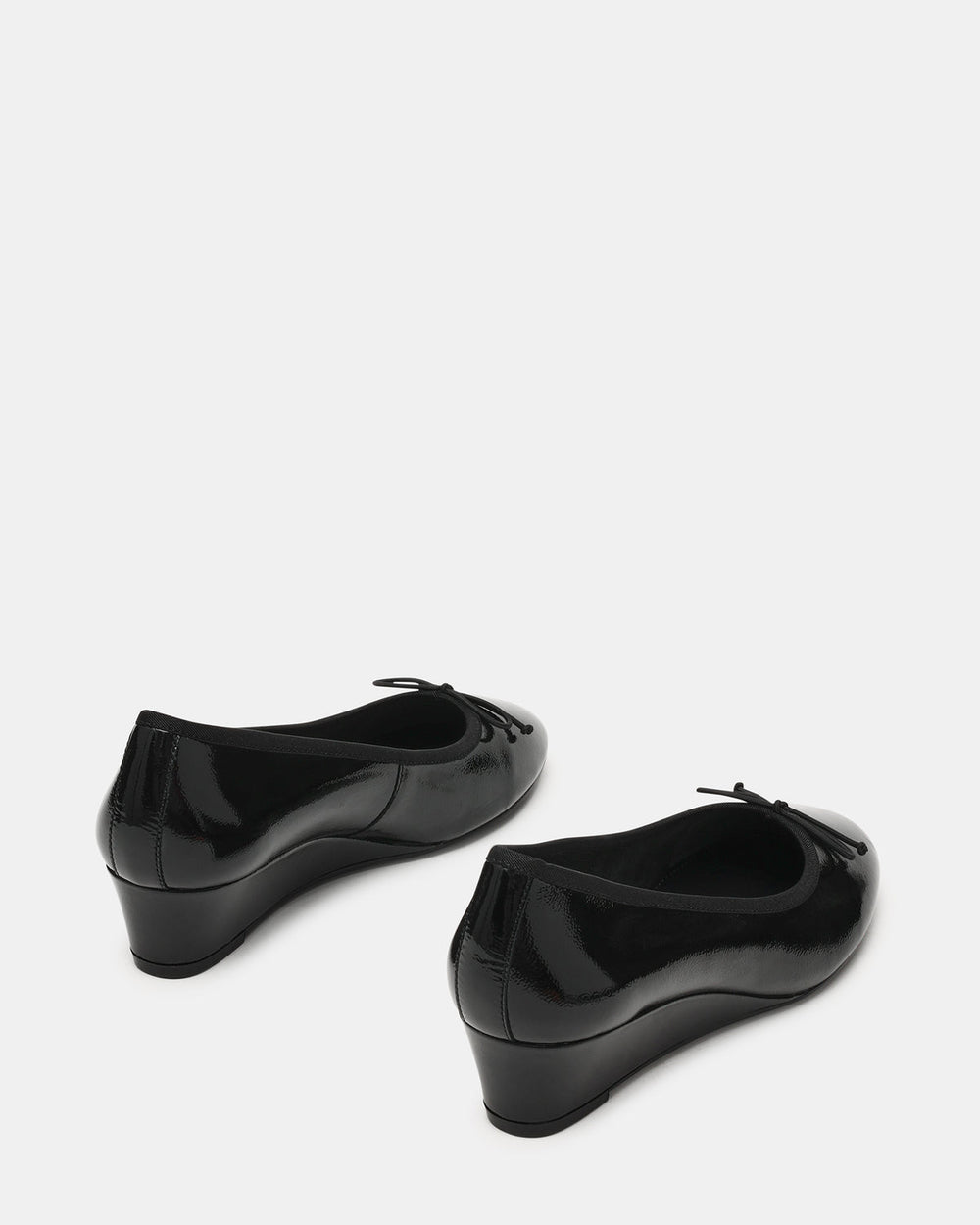 KLUTZY Black Patent Ballet Wedge Bow Round-Toe Women's Heel
