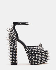 PUNK Black Platform Moto Block Heel Women's Heel