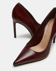 NOIR Wine Leather Pointed-Toe Stiletto Pump Women's Heels