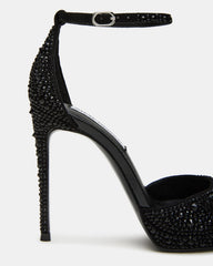 WILEY Black Rhinestone Women's Open Toe Stiletto Heel