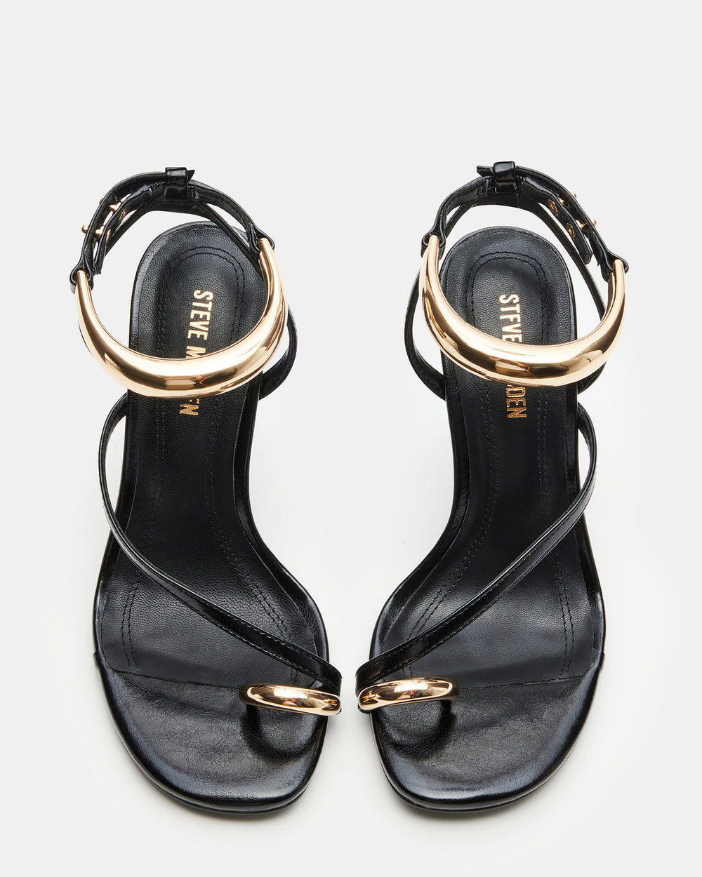 TIA Black Strappy Open-Toe Stiletto Women's Heel