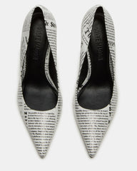 NOIR Newspaper Pointed-Toe Stiletto Pump Women's Heels