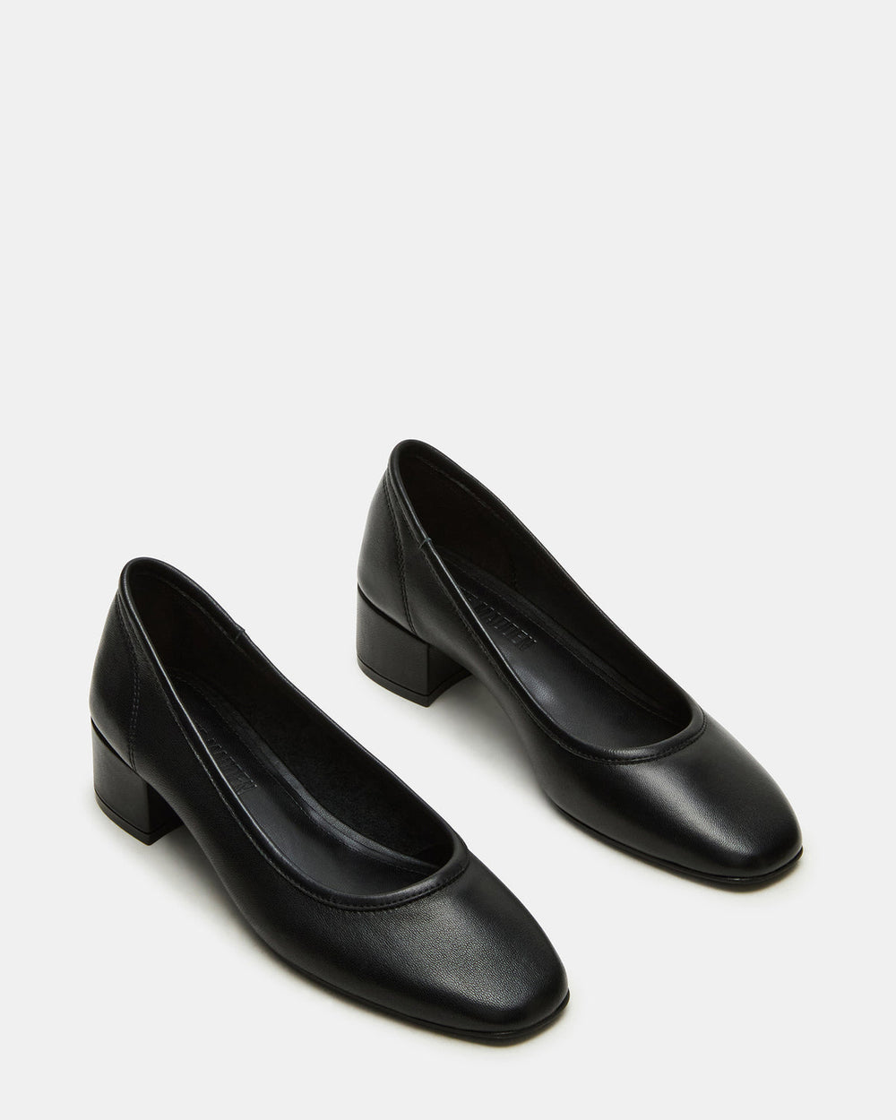 MOLLIE Black Leather Ballet Block Heels