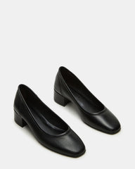 MOLLIE Black Leather Ballet Block Heels