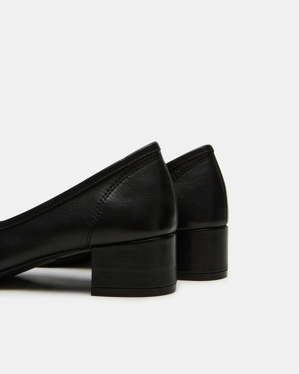 MOLLIE Black Leather Ballet Block Heels