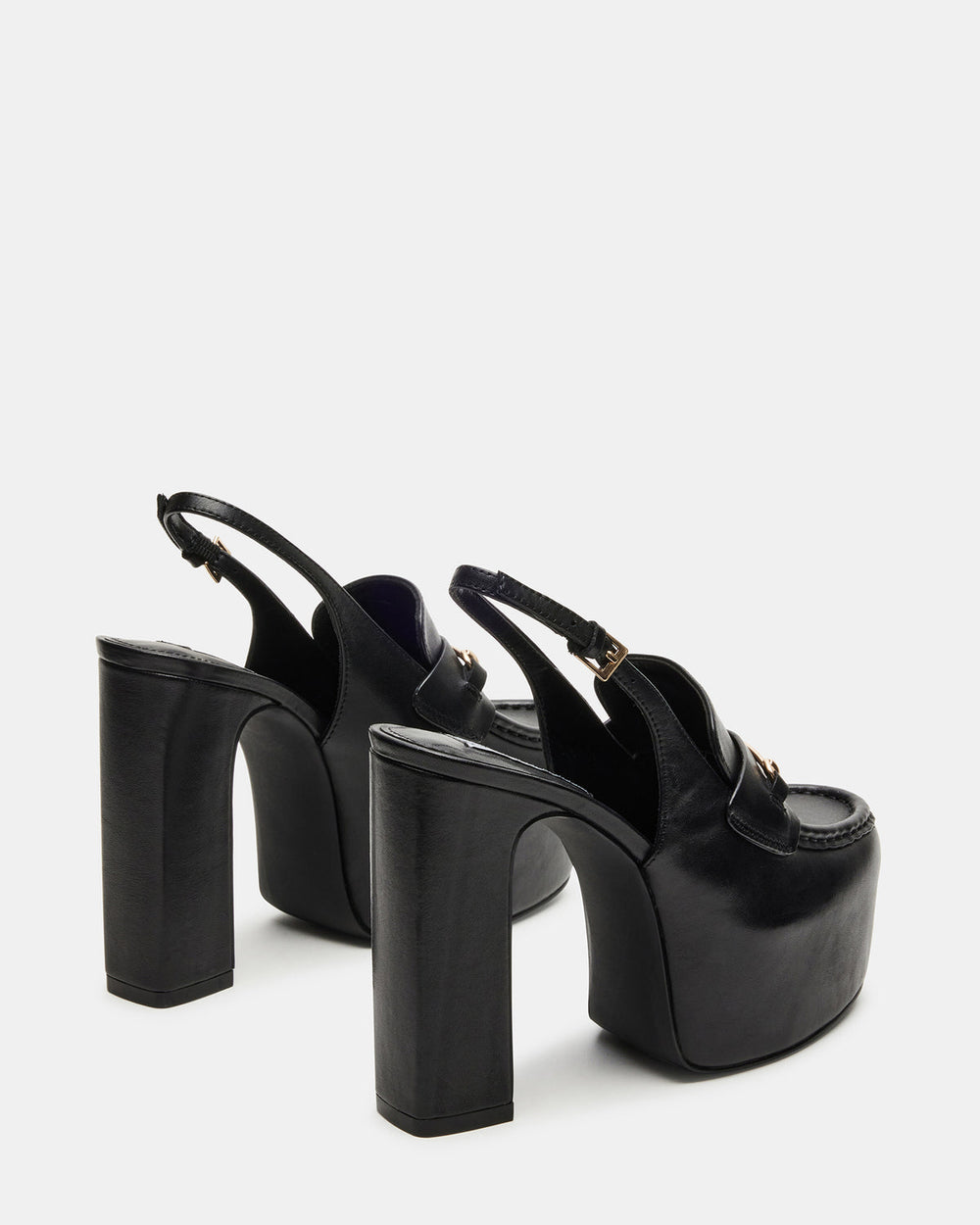 QUINN Black Leather Platform Slingback Heel | Women's Heels