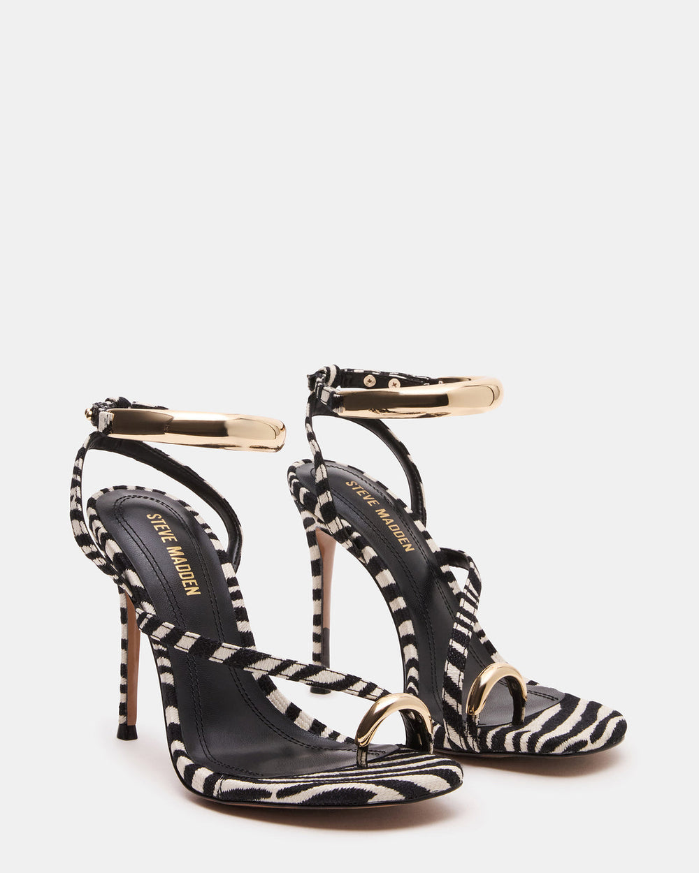 TIA Zebra Open-Toe Stiletto Women's Heel