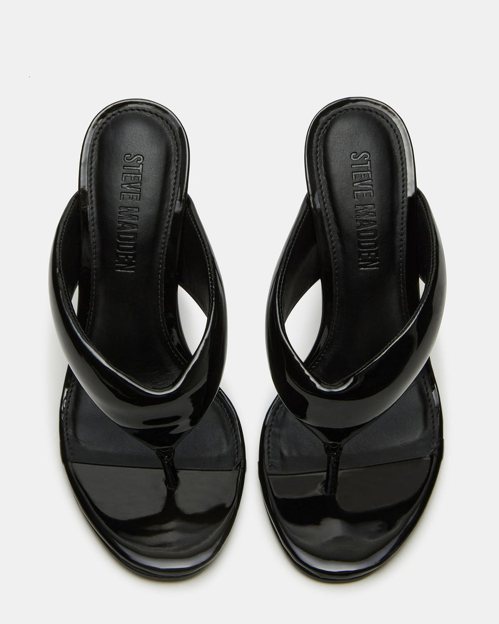 SABINE Black Patent Thong Mule Women's Heel