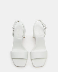MESSA White Leather Women's Square-Toe Block Heel