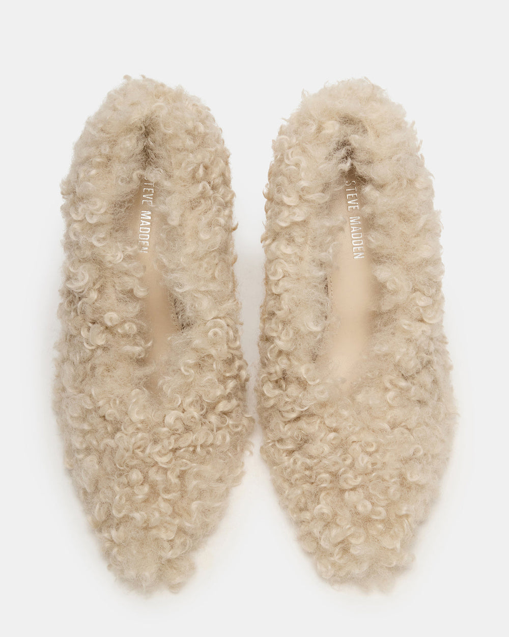 ACHILLES Off-White Pointed-Toe Faux Fur Stiletto Women's Heel