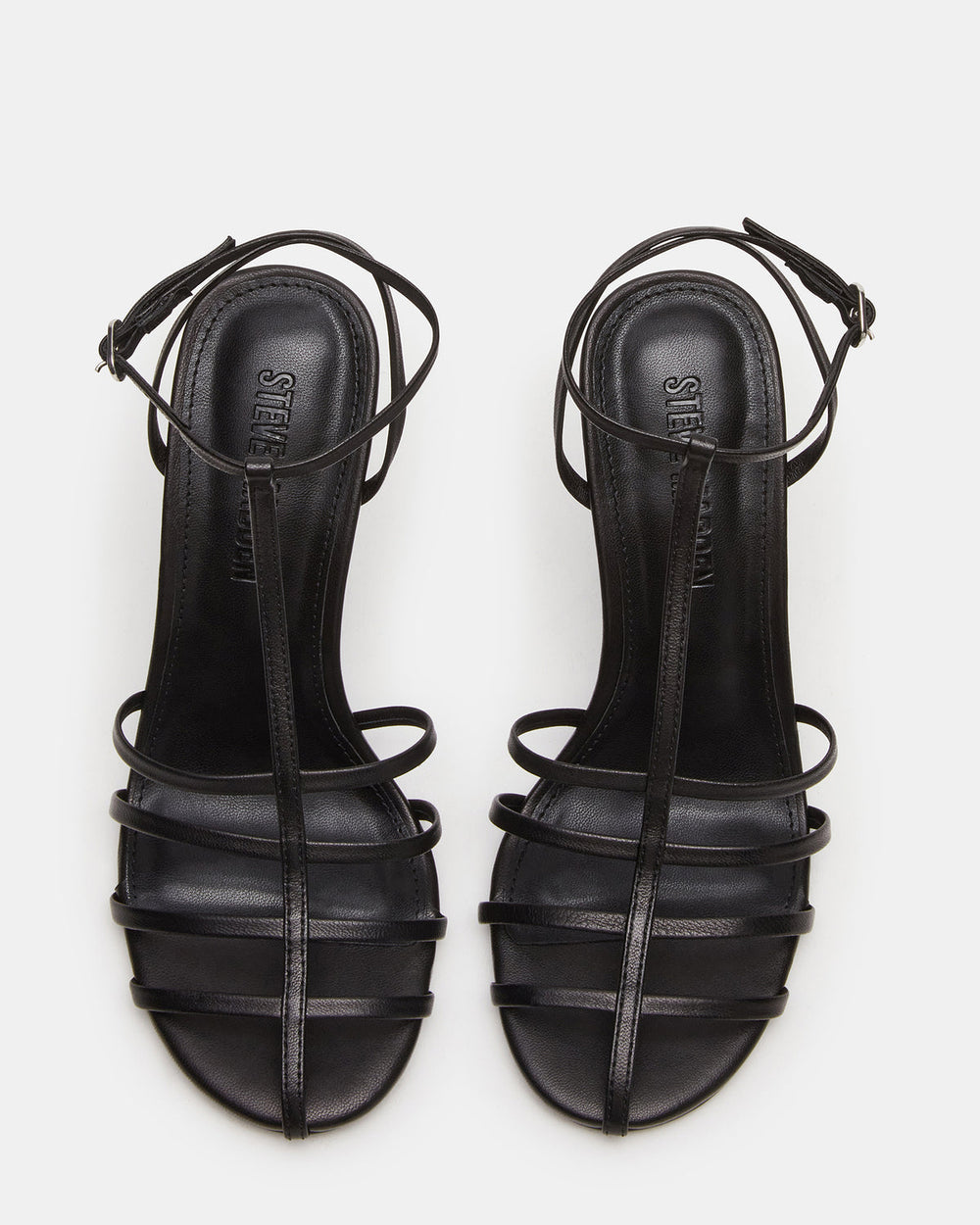 TILDAH Black Leather Strappy Rounded Toe Women's Heel