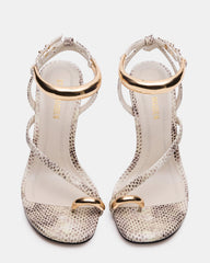 TIA Beige Snake Open-Toe Stiletto Women's Heel