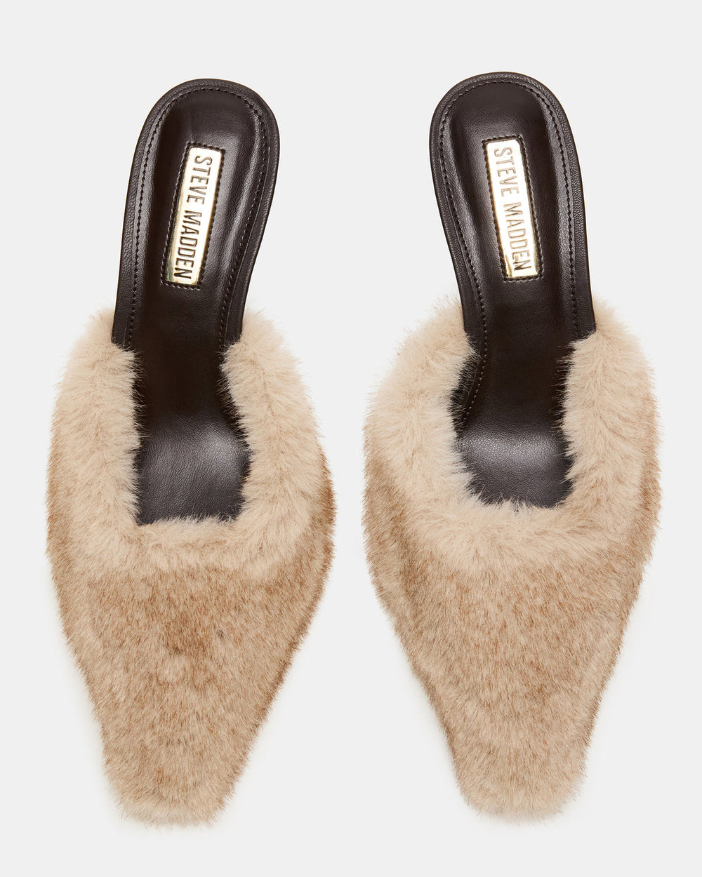ALEXI Faux Fur Tan Pointed-Toe Mule Women's Heel