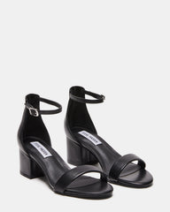 IRENEE Black Leather Women's 2 Inch Block Heel