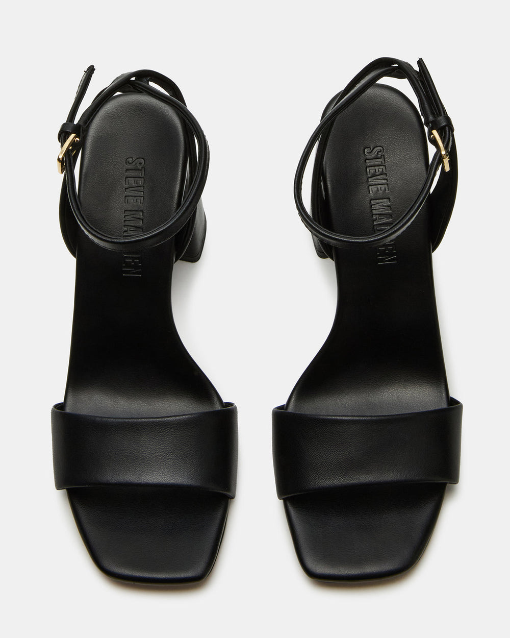 MESSA Black Leather Women's Square-Toe Block Heel