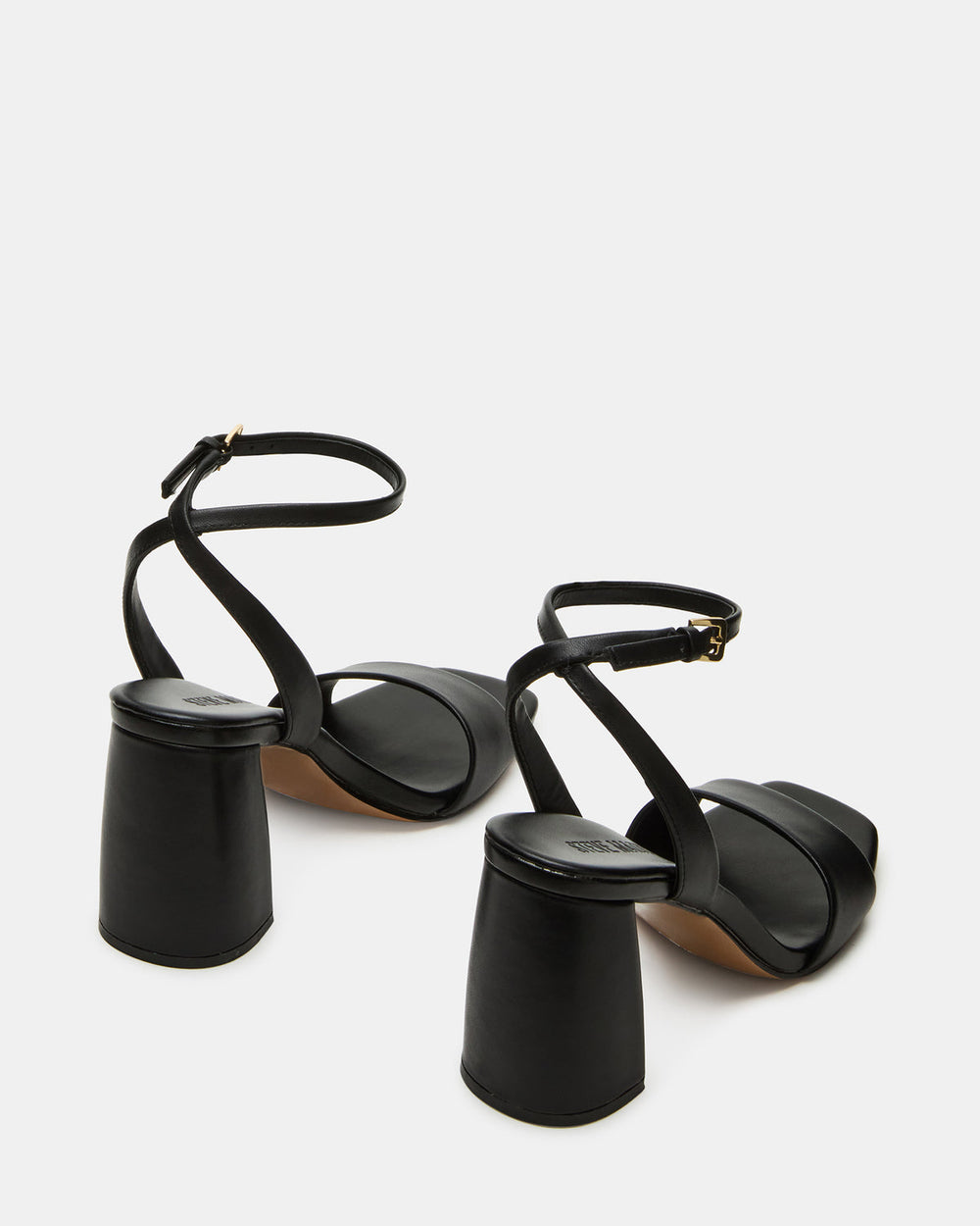MESSA Black Leather Women's Square-Toe Block Heel