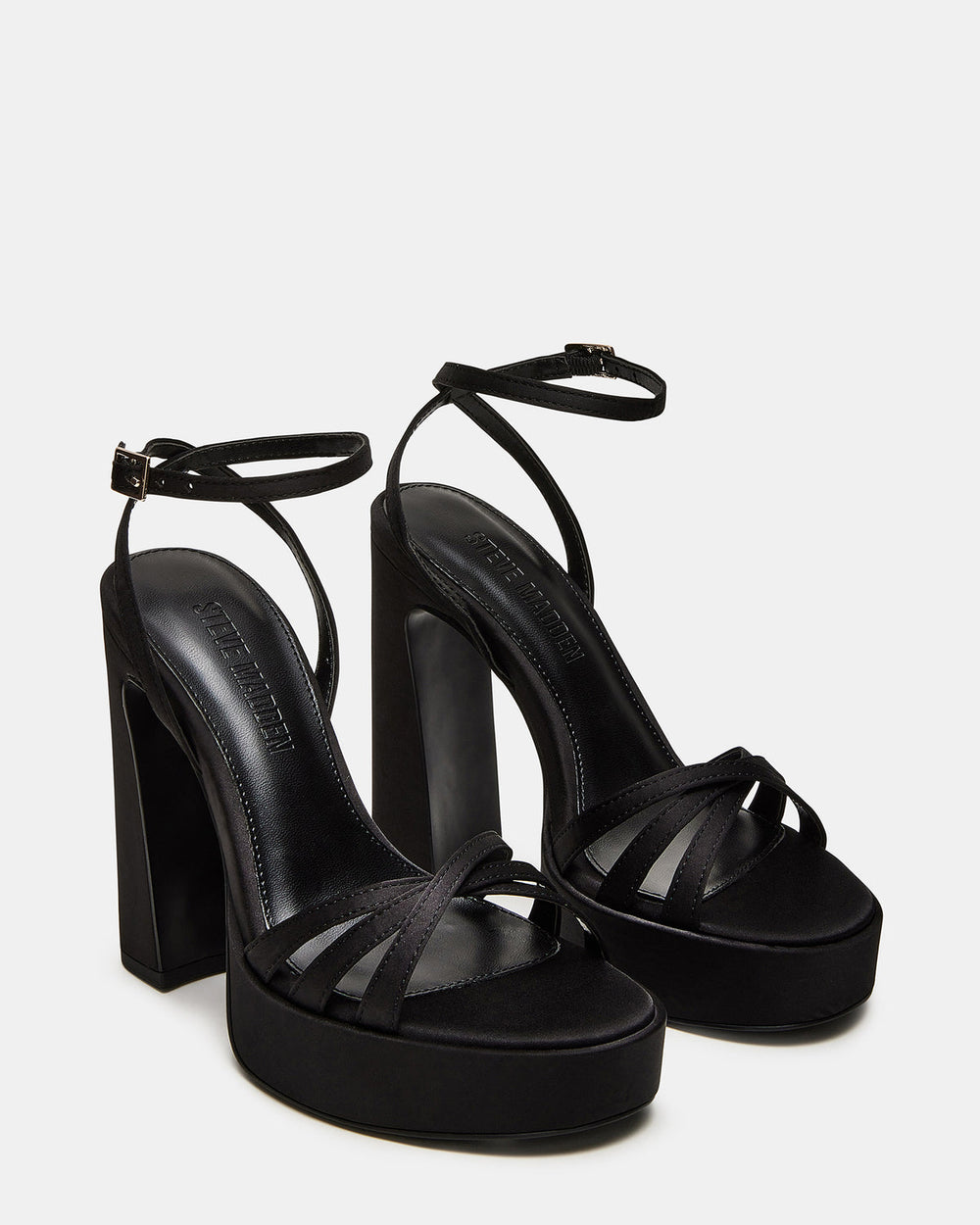FLEET Black Strappy Platform Block Heel | Women's Heels