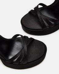FLEET Black Strappy Platform Block Heel | Women's Heels