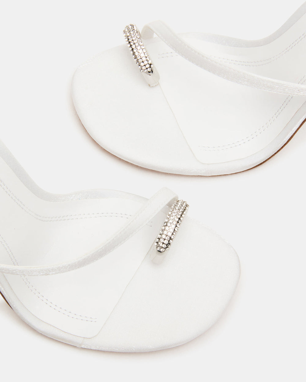TIA Rhinestones White Satin Open-Toe Stiletto Women's Heel