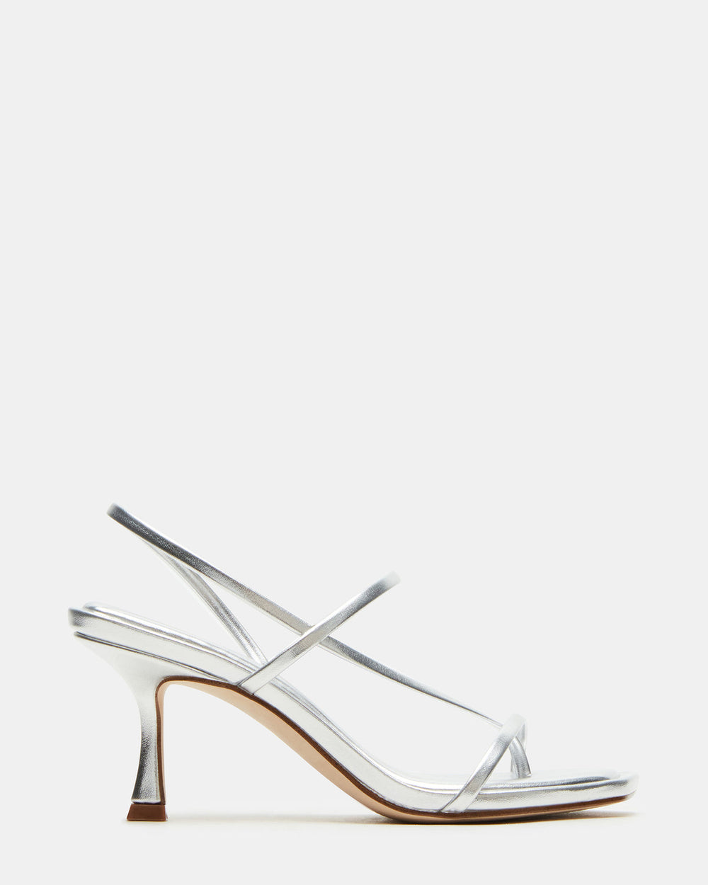 LOCKE Silver Women's Dainty Strappy Square Toe Heel
