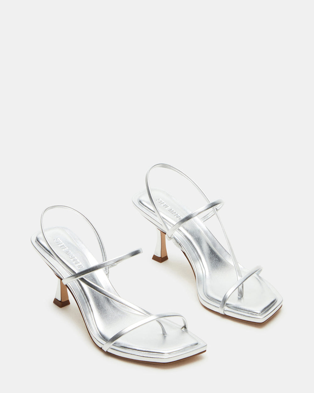 LOCKE Silver Women's Dainty Strappy Square Toe Heel