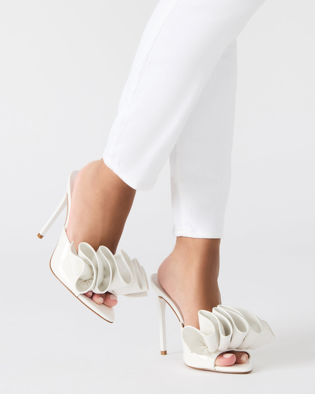 AFFINITY Pearl Ivory Satin Pointed-Toe Stiletto Mule Women's Heel