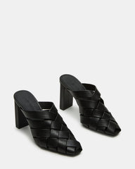 NAKITA Black Square-Toe Woven Mule Women's Heel