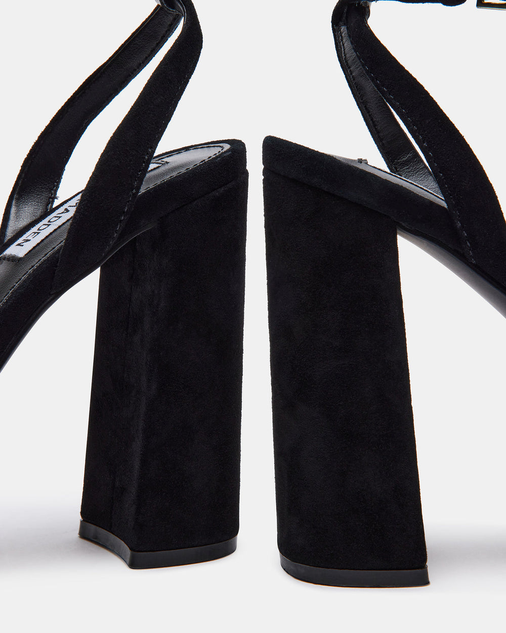 LESSA Black Suede Platform Block Heel | Women's Heels