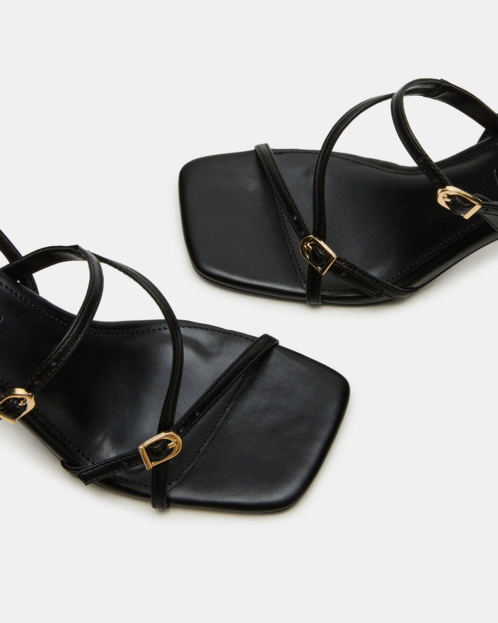VANTAGE Black Women's Square-Toe Strappy Slingback Heel
