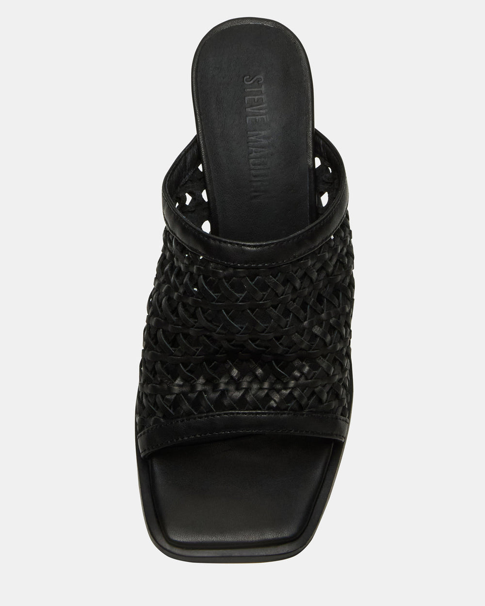 FRESCA Black Woven Square-Toe Mule Women's Heel