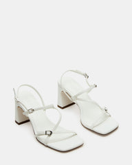 VANTAGE White Women's Square-Toe Strappy Slingback Heel