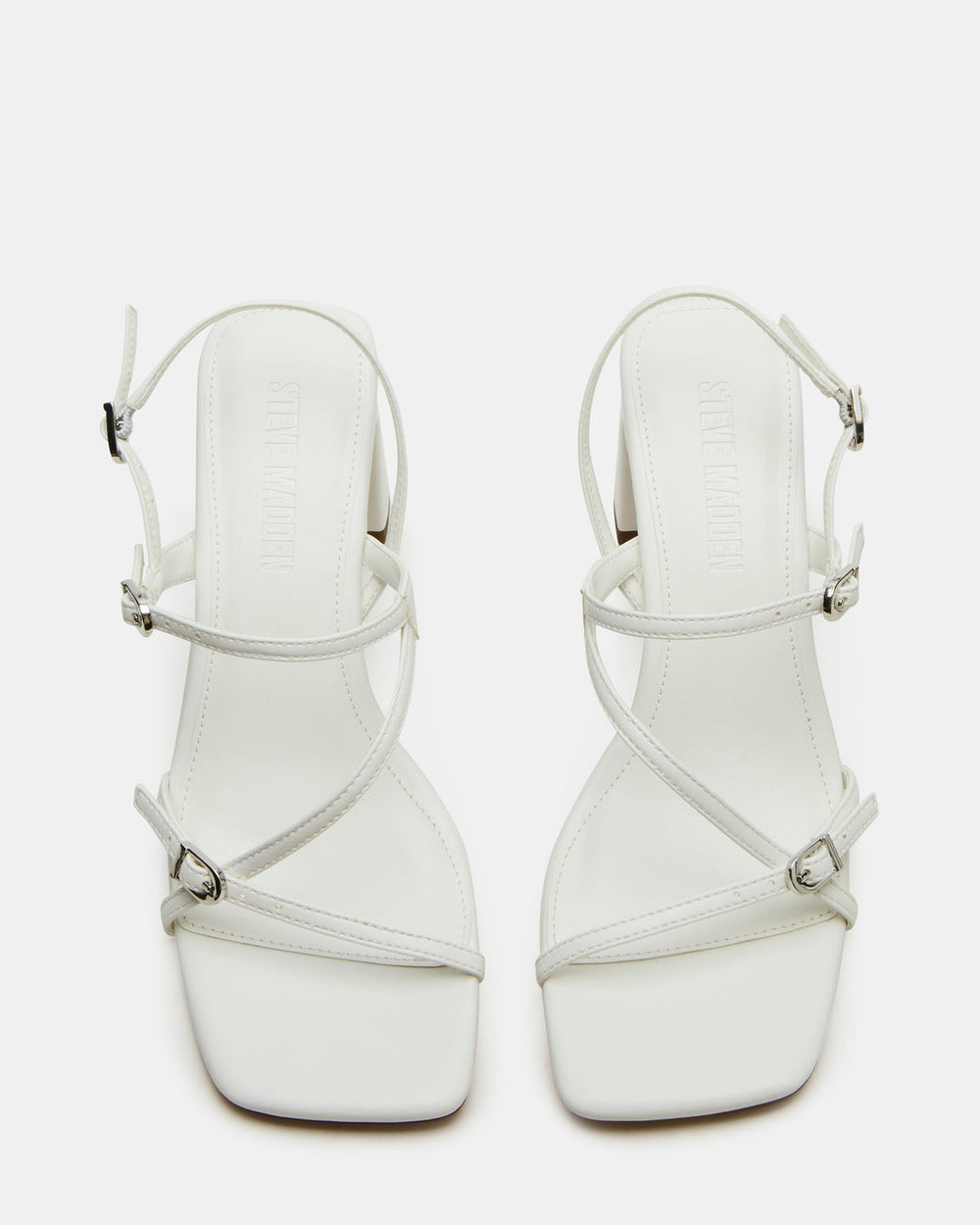 VANTAGE White Women's Square-Toe Strappy Slingback Heel