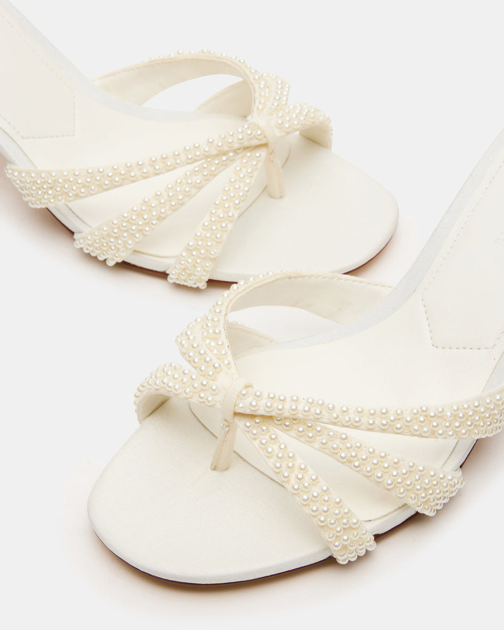 CARY Pearl Ivory Square-Toe Strappy Mule Women's Heel