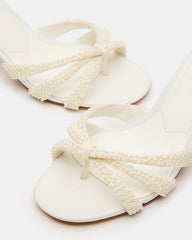 CARY Pearl Ivory Square-Toe Strappy Mule Women's Heel